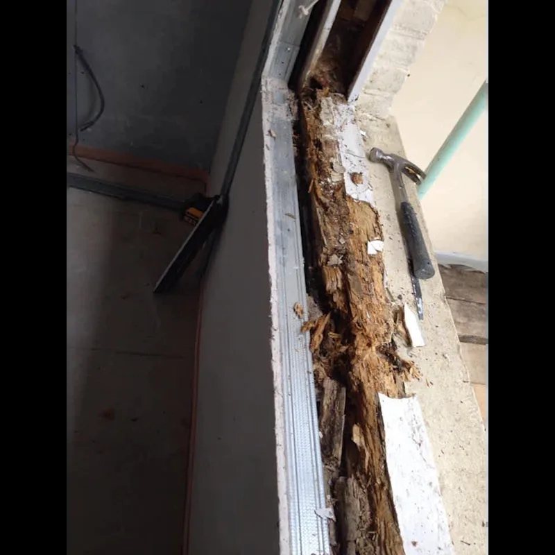 Serious rot in a timber window frame