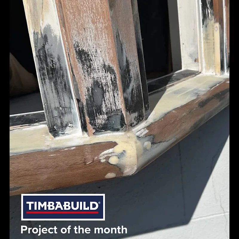 Timbabuild resin repair to a window sill